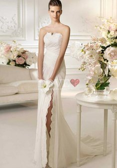 Свадебное платье L53943. С прямой юбкой, длинное со шлейфом.