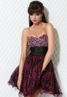 Вечернее платье L53986. А-силуэт, короткое без шлейфа.